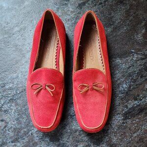 Land's End Red Suede Slip-On Loafers Size 7.5 B